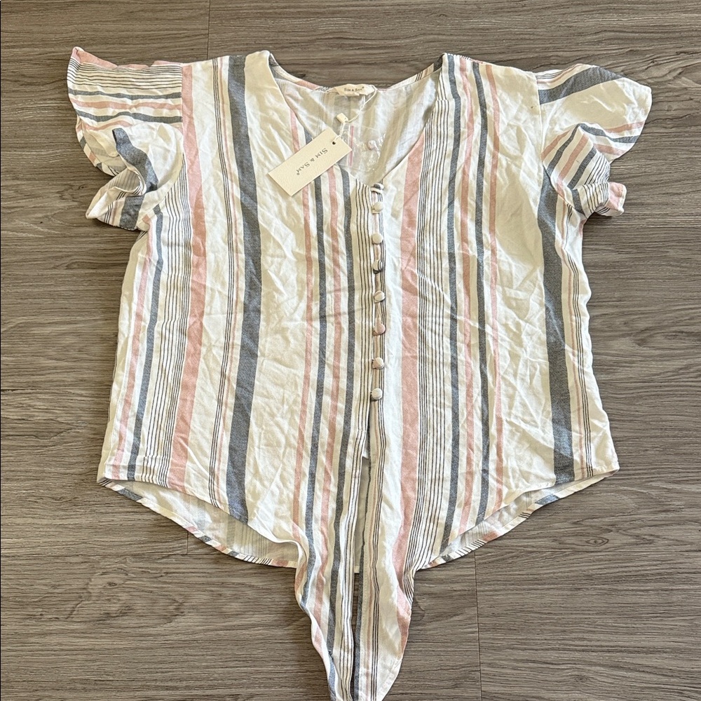 Sim & Sam Striped Blouse 100% Rayon Size XL